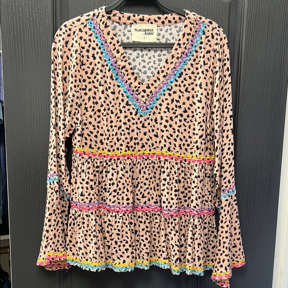 Savanna Jane Ruffled Bell Sleeve Blouse Size S